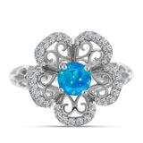 Inel din Argint 925 ( 4.51 grame ) cu Opal Albastru Etiopian Paraiba și Topaz Alb 0.97 Carate
