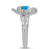 Inel din Argint 925 ( 4.51 grame ) cu Opal Albastru Etiopian Paraiba și Topaz Alb 0.97 Carate