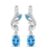 Cercei din Argint 925 ( 3.4 grame ) cu Topaz Swiss Blue și Topaz Alb 1.33 Carate