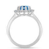 Inel din Argint 925 ( 2.06 grame ) cu Topaz Swiss Blue și Topaz Alb 1.75 Carate