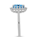 Inel din Argint 925 ( 2.06 grame ) cu Topaz Swiss Blue și Topaz Alb 1.75 Carate