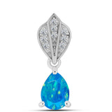 Pandantiv din Argint 925 ( 0.98 grame ) cu Opal Albastru Etiopian Paraiba și Topaz Alb 0.74 Carate