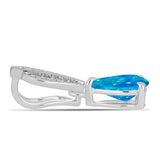 Pandantiv din Argint 925 ( 0.98 grame ) cu Opal Albastru Etiopian Paraiba și Topaz Alb 0.74 Carate