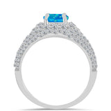 Inel din Argint 925 ( 3.87 grame ) cu Opal Albastru Etiopian Paraiba și Topaz Alb 2.97 Carate