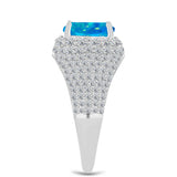 Inel din Argint 925 ( 3.87 grame ) cu Opal Albastru Etiopian Paraiba și Topaz Alb 2.97 Carate