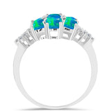 Inel din Argint 925 ( 2.6 grame ) cu Opal Albastru Etiopian Paraiba și Topaz Alb 1.49 Carate