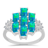 Inel din Argint 925 ( 2.6 grame ) cu Opal Albastru Etiopian Paraiba și Topaz Alb 1.49 Carate