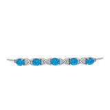Brățară din Argint 925 ( 5.26 grame ) cu Opal Albastru Etiopian Paraiba și Topaz Alb 1.27 Carate