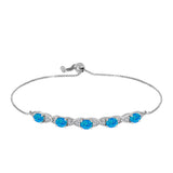 Brățară din Argint 925 ( 5.26 grame ) cu Opal Albastru Etiopian Paraiba și Topaz Alb 1.27 Carate