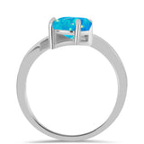 Inel din Argint 925 ( 2.75 grame ) cu Opal Albastru Etiopian Paraiba și Topaz Alb 1.17 Carate