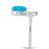 Inel din Argint 925 ( 2.75 grame ) cu Opal Albastru Etiopian Paraiba și Topaz Alb 1.17 Carate