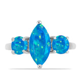 Inel din Argint 925 ( 2.06 grame ) cu Opal Albastru Etiopian Paraiba 1.5 Carate
