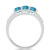 Inel din Argint 925 ( 2.62 grame ) cu Topaz Swiss Blue și Topaz Alb 2.4 Carate