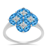 Inel din Argint 925 ( 2.6 grame ) cu Topaz Swiss Blue și Topaz Alb 2.33 Carate