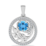 Pandantiv din Argint 925 ( 2.41 grame ) cu Topaz Swiss Blue și Topaz Alb 1.3 Carate