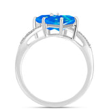 Inel din Argint 925 ( 2.79 grame ) cu Opal Albastru Etiopian Paraiba și Topaz Alb 1.55 Carate