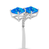 Inel din Argint 925 ( 2.79 grame ) cu Opal Albastru Etiopian Paraiba și Topaz Alb 1.55 Carate