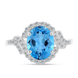 Inel din Argint 925 ( 2.79 grame ) cu Topaz Swiss Blue și Topaz Alb 3.31 Carate