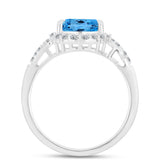 Inel din Argint 925 ( 2.79 grame ) cu Topaz Swiss Blue și Topaz Alb 3.31 Carate