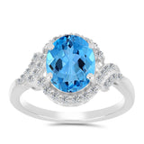 Inel din Argint 925 ( 2.79 grame ) cu Topaz Swiss Blue și Topaz Alb 3.31 Carate