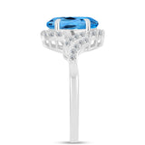 Inel din Argint 925 ( 2.79 grame ) cu Topaz Swiss Blue și Topaz Alb 3.31 Carate