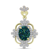 Pandantiv din Argint 925 Placat cu Aur ( 2.63 grame ) cu Drusy Verde și Topaz Alb 2.98 Carate