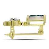 Broşă din Argint 925 Placat cu Aur ( 2.69 grame ) cu Drusy Verde și Spinel Negru 3.49 Carate