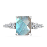 Inel din Argint 925 ( 2.37 grame ) cu Gullgruvene Labradorit și Topaz Alb 3.43 Carate