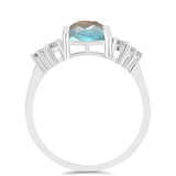 Inel din Argint 925 ( 2.37 grame ) cu Gullgruvene Labradorit și Topaz Alb 3.43 Carate