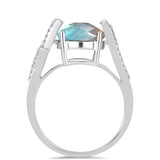 Inel din Argint 925 ( 3.31 grame ) cu Gullgruvene Labradorit și Topaz Alb 5.17 Carate