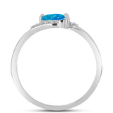 Inel din Argint 925 ( 1.41 grame ) cu Opal Albastru Etiopian Paraiba și Topaz Alb 0.23 Carate