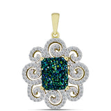Pandantiv din Argint 925 Placat cu Aur ( 3.13 grame ) cu Drusy Verde și Topaz Alb 4.14 Carate