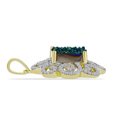Pandantiv din Argint 925 Placat cu Aur ( 3.13 grame ) cu Drusy Verde și Topaz Alb 4.14 Carate