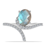 Inel din Argint 925 ( 2.77 grame ) cu Gullgruvene Labradorit și Topaz Alb 2.18 Carate