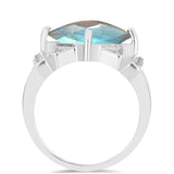 Inel din Argint 925 ( 4.34 grame ) cu Gullgruvene Labradorit și Topaz Alb 4.77 Carate