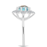 Inel din Argint 925 ( 3.56 grame ) cu Gullgruvene Labradorit și Topaz Alb 3.22 Carate