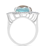 Inel din Argint 925 ( 5.7 grame ) cu Gullgruvene Labradorit și Topaz Alb 8.74 Carate