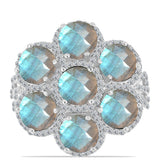 Inel din Argint 925 ( 5.09 grame ) cu Gullgruvene Labradorit și Topaz Alb 10.15 Carate