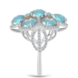 Inel din Argint 925 ( 5.09 grame ) cu Gullgruvene Labradorit și Topaz Alb 10.15 Carate