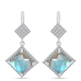 Cercei din Argint 925 ( 4.65 grame ) cu Gullgruvene Labradorit și Topaz Alb 5.65 Carate