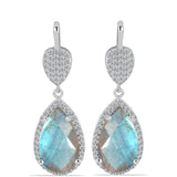 Cercei din Argint 925 ( 4.81 grame ) cu Gullgruvene Labradorit și Topaz Alb 9.31 Carate