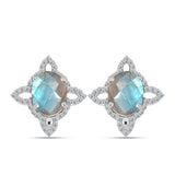 Cercei din Argint 925 ( 4.24 grame ) cu Gullgruvene Labradorit și Topaz Alb 5.21 Carate