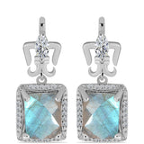 Cercei din Argint 925 ( 5.52 grame ) cu Gullgruvene Labradorit și Topaz Alb 6.85 Carate