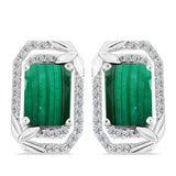 Cercei din Argint 925 ( 4.03 grame ) cu Malachit și Topaz Alb 8.26 Carate