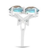 Inel din Argint 925 ( 4.01 grame ) cu Gullgruvene Labradorit și Topaz Alb 4.25 Carate