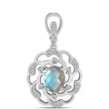 Pandantiv din Argint 925 ( 2.58 grame ) cu Gullgruvene Labradorit și Topaz Alb 1.94 Carate
