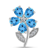 Broşă din Argint 925 ( 2.39 grame ) cu Topaz Swiss Blue și Topaz Alb 1.61 Carate