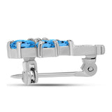 Broşă din Argint 925 ( 2.39 grame ) cu Topaz Swiss Blue și Topaz Alb 1.61 Carate