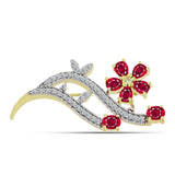 Broşă din Argint 925 Placat cu Aur ( 3.71 grame ) cu Rubin Malagasy și Topaz Alb 1.95 Carate