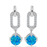 Cercei din Argint 925 ( 3.44 grame ) cu Opal Albastru Etiopian Paraiba și Topaz Alb 1.31 Carate